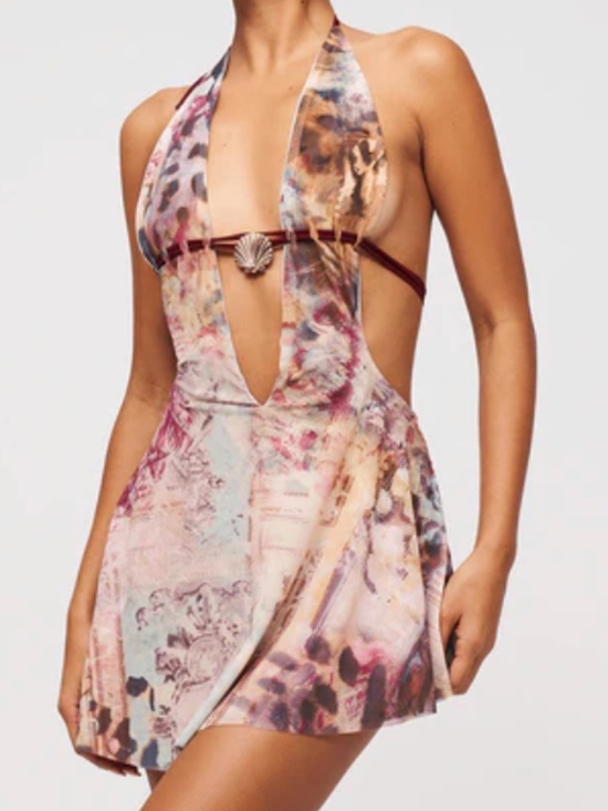 Murci Dresses & Skirts - Murci Fluted Halter Mini Dress NWOT US 6